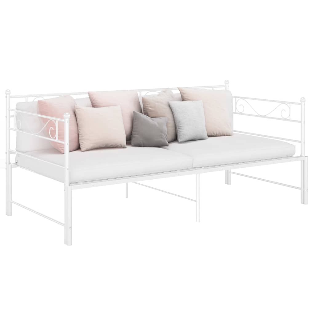 Ausziehsofa Bettgestell Weiß Metall 90x200 cm
