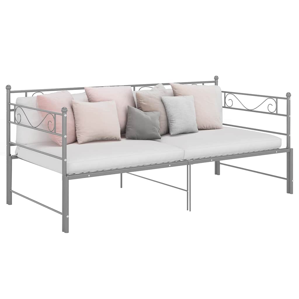 Ausziehsofa Bettgestell Grau Metall 90x200 cm