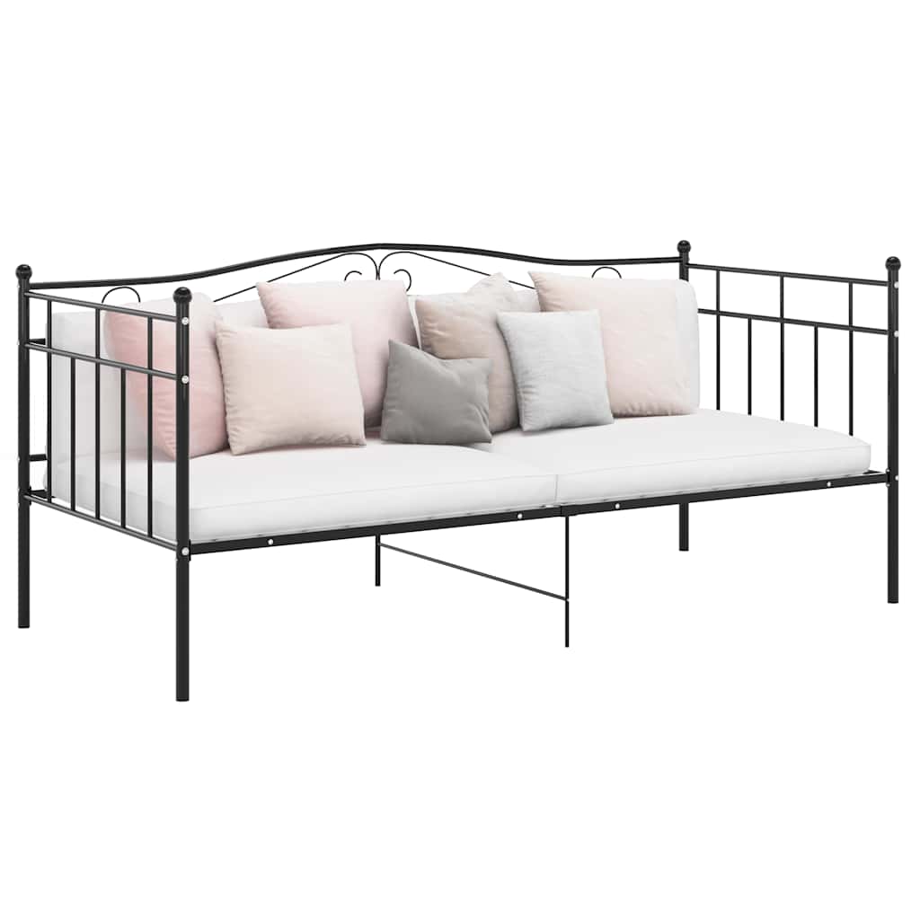Schlafsofa Bettgestell Schwarz Metall 90x200 cm