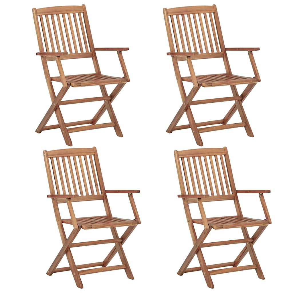 Klappstühle, 4 Stück, massives Akazienholz