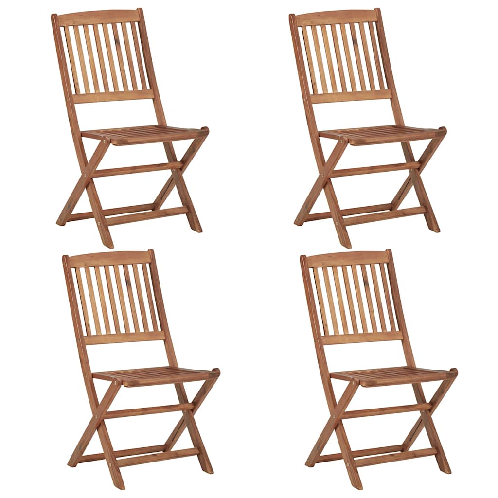 Klappstühle, 4 Stück, massives Akazienholz