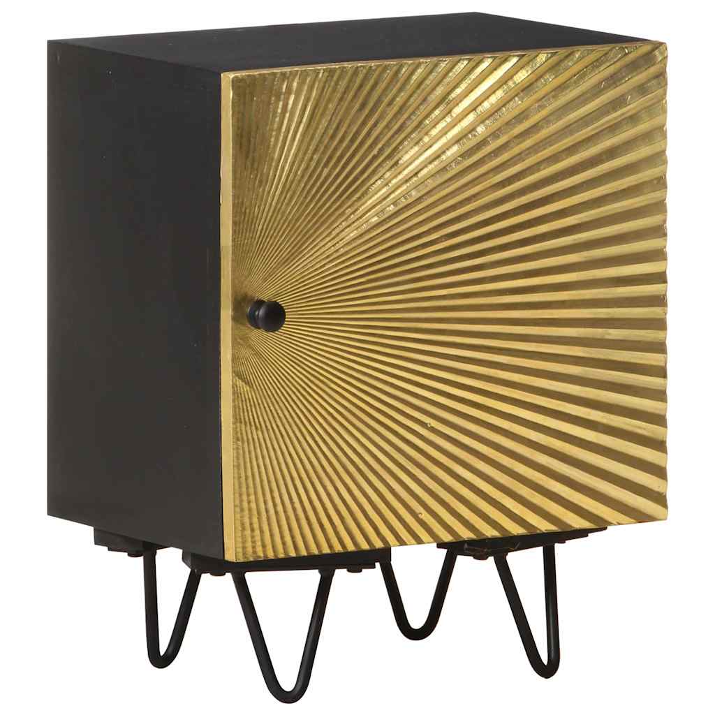 Nachttisch mit Messing-Front 40x30x50 cm Massivholz Mango