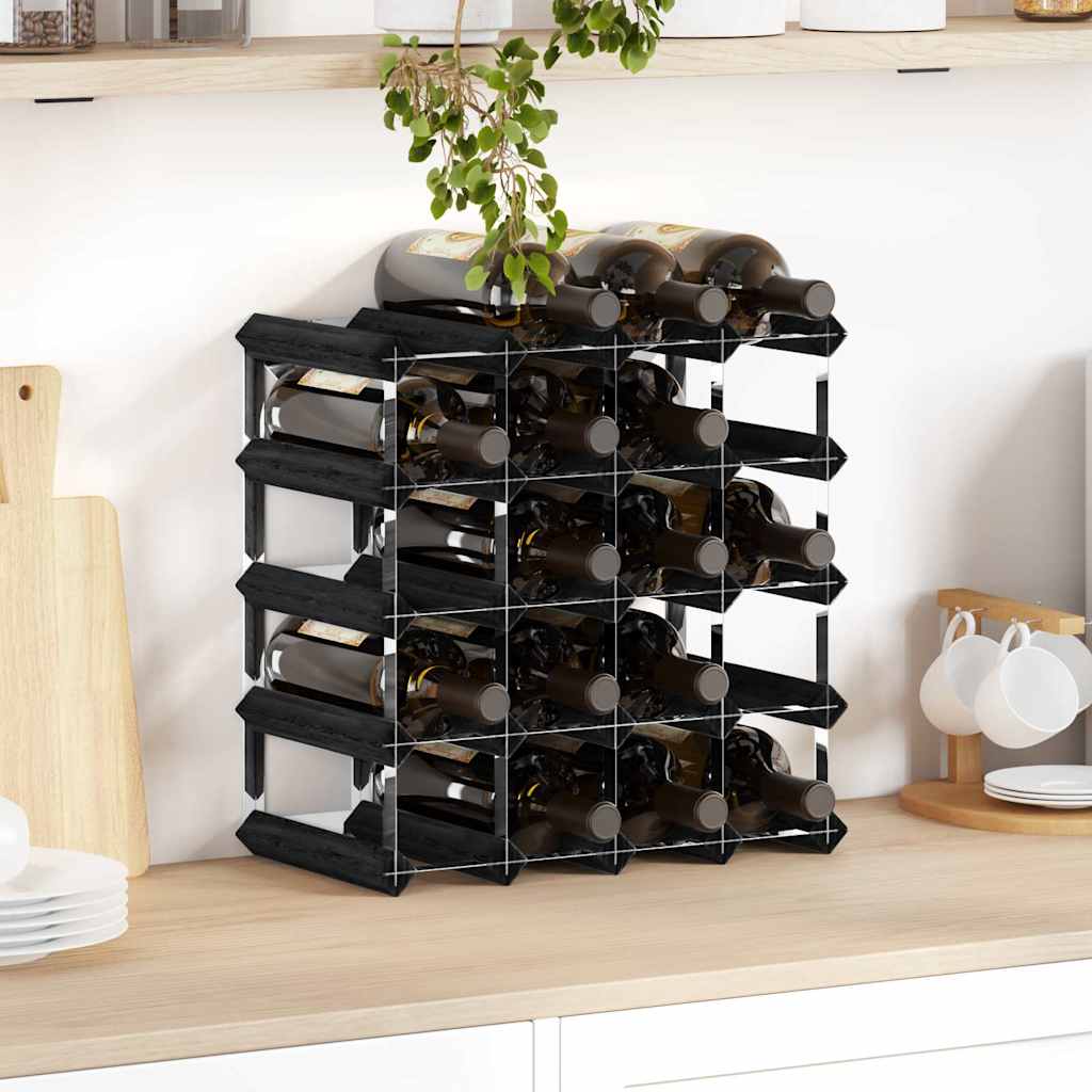 Weinregal für 20 Flaschen Schwarz Massivholz Kiefer