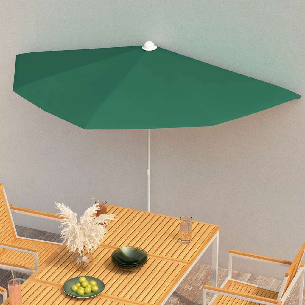 Halb-Sonnenschirm mit Mast 180x90 cm Grün