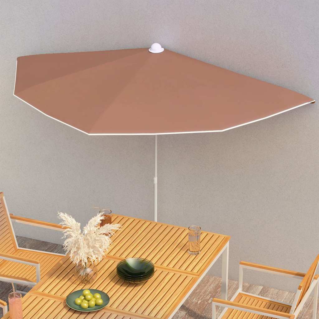 Halb-Sonnenschirm mit Mast 180x90 cm Terrakottarot