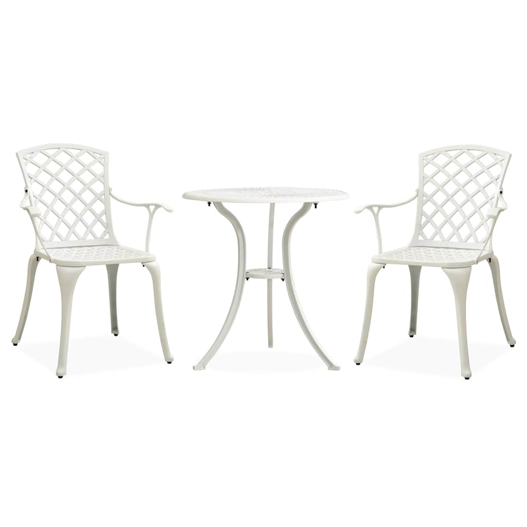 3-tlg. Bistro-Set Aluminiumguss Weiß