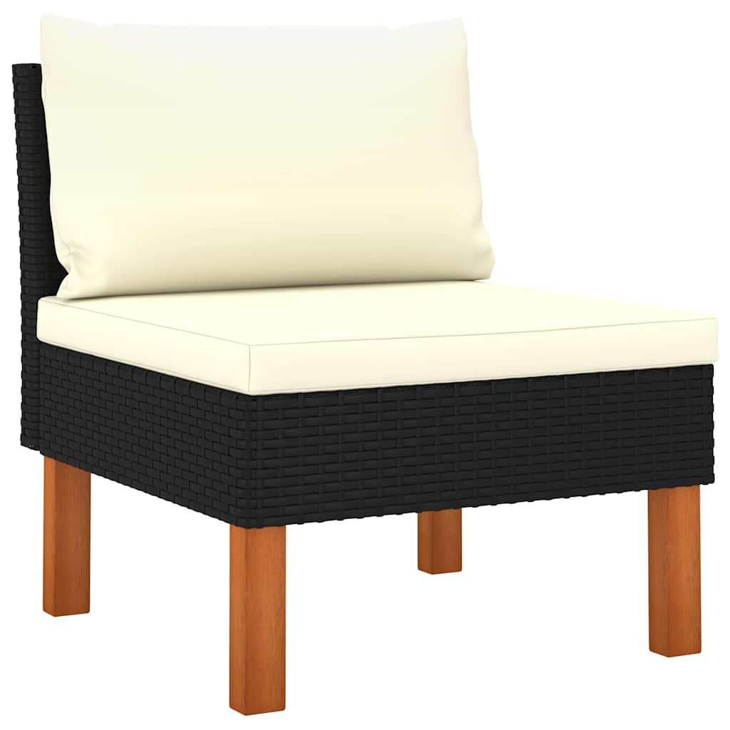 Mittelsofa Poly Rattan und Eukalyptus Massivholz