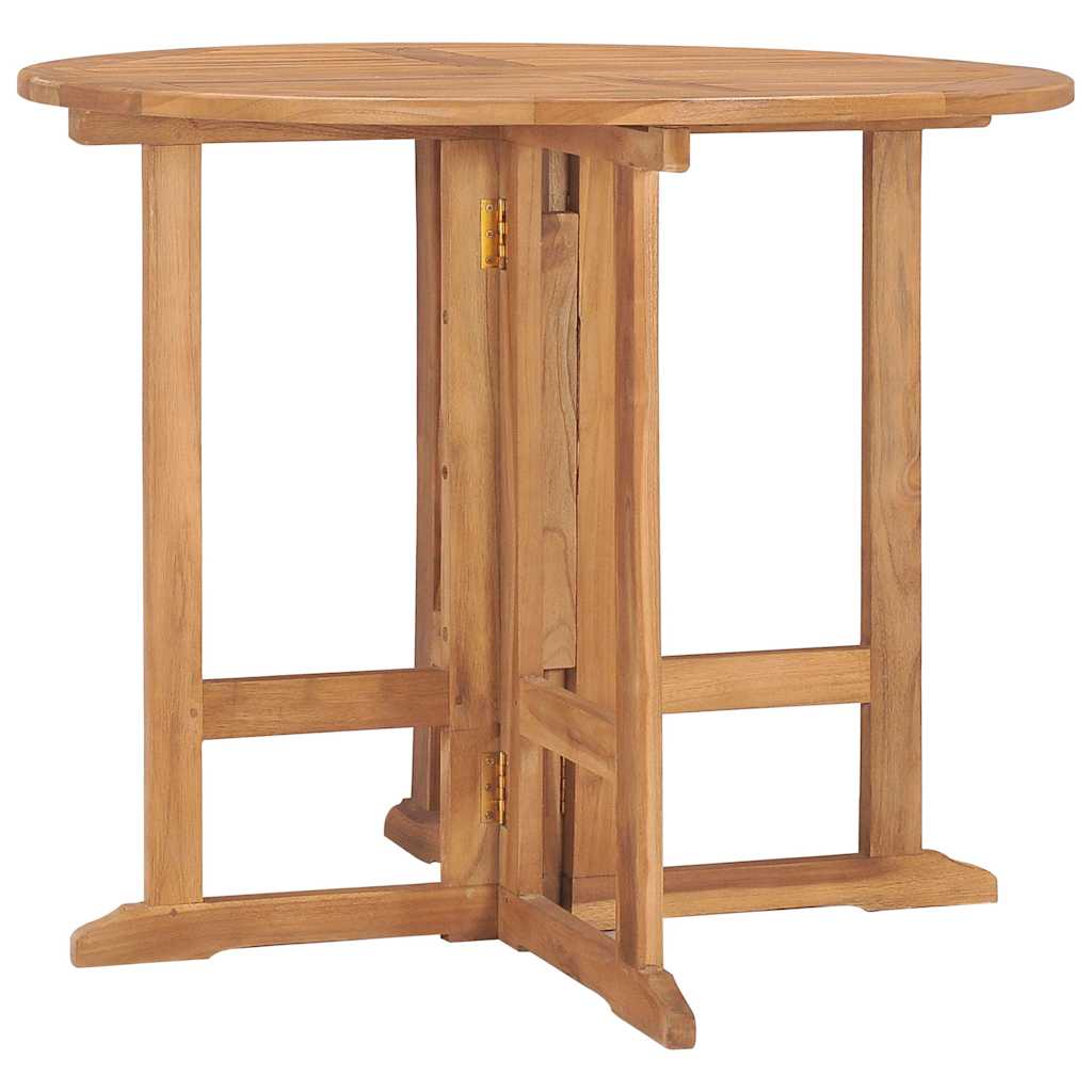 Klappbarer Garten-Esstisch Ø90x75 cm Massivholz Teak