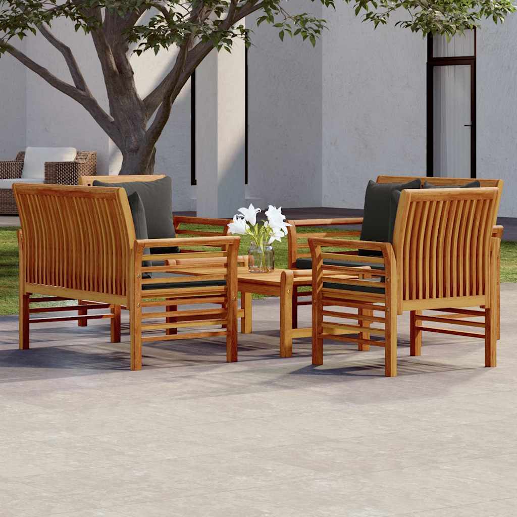 5-tlg. Garten-Lounge-Set mit Kissen Massivholz Akazie