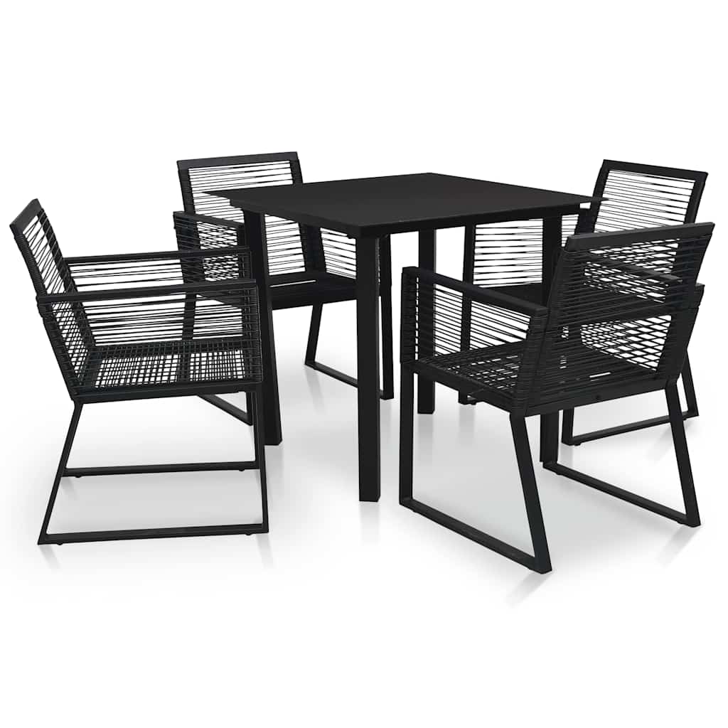 5-tlg. Garten-Essgruppe PVC Rattan Schwarz