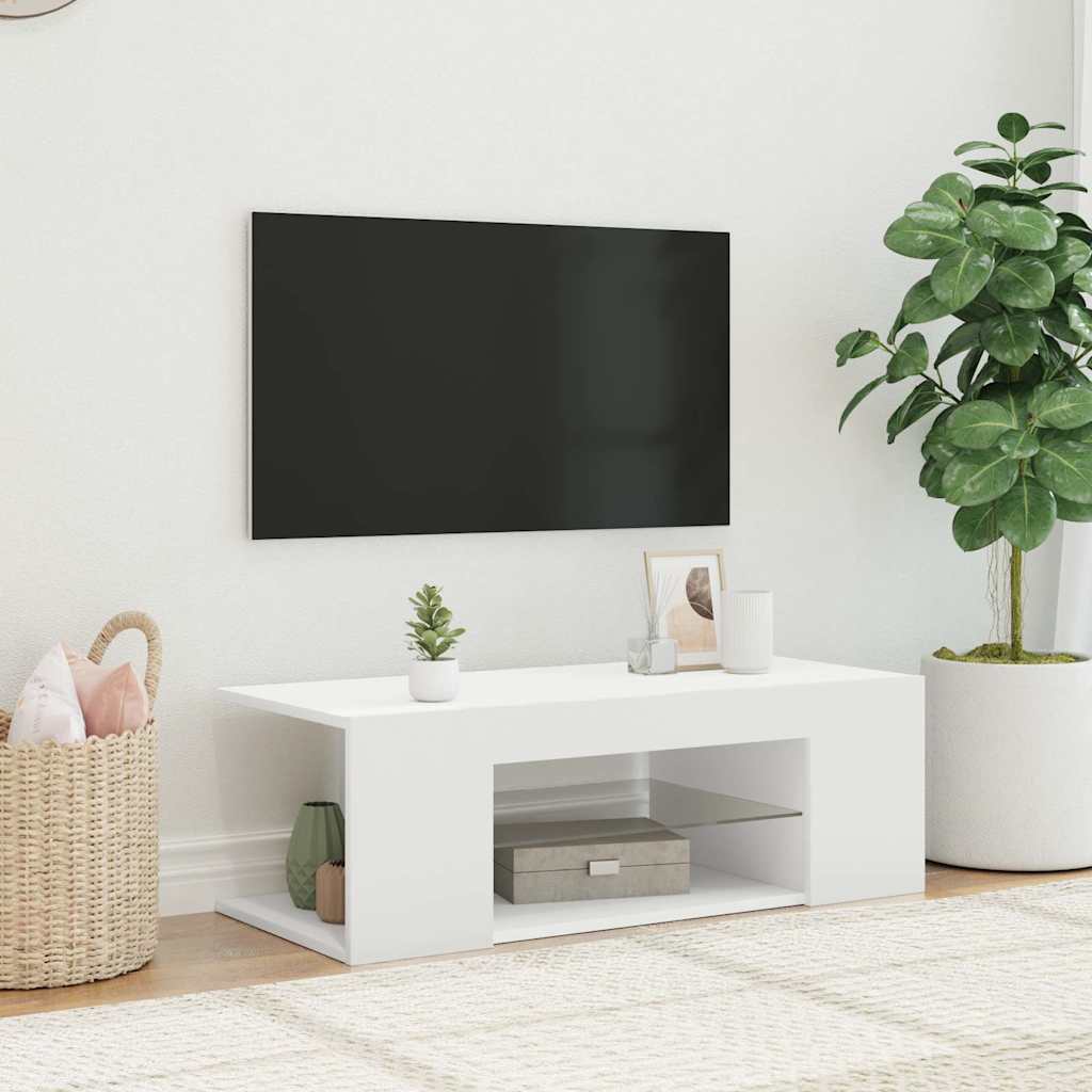 TV-Schrank mit LED-Leuchten Weiß 90x39x30 cm