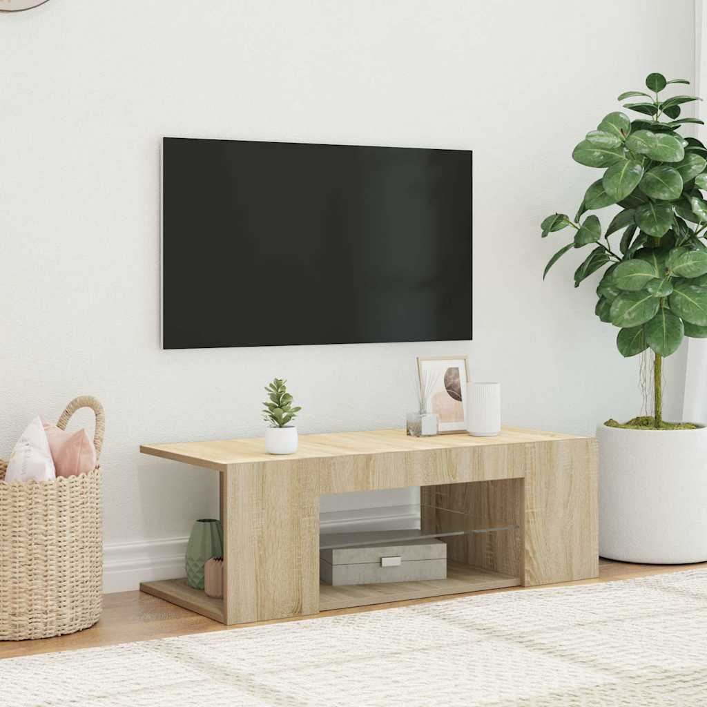 TV-Schrank mit LED-Leuchten Sonoma-Eiche 90x39x30cm