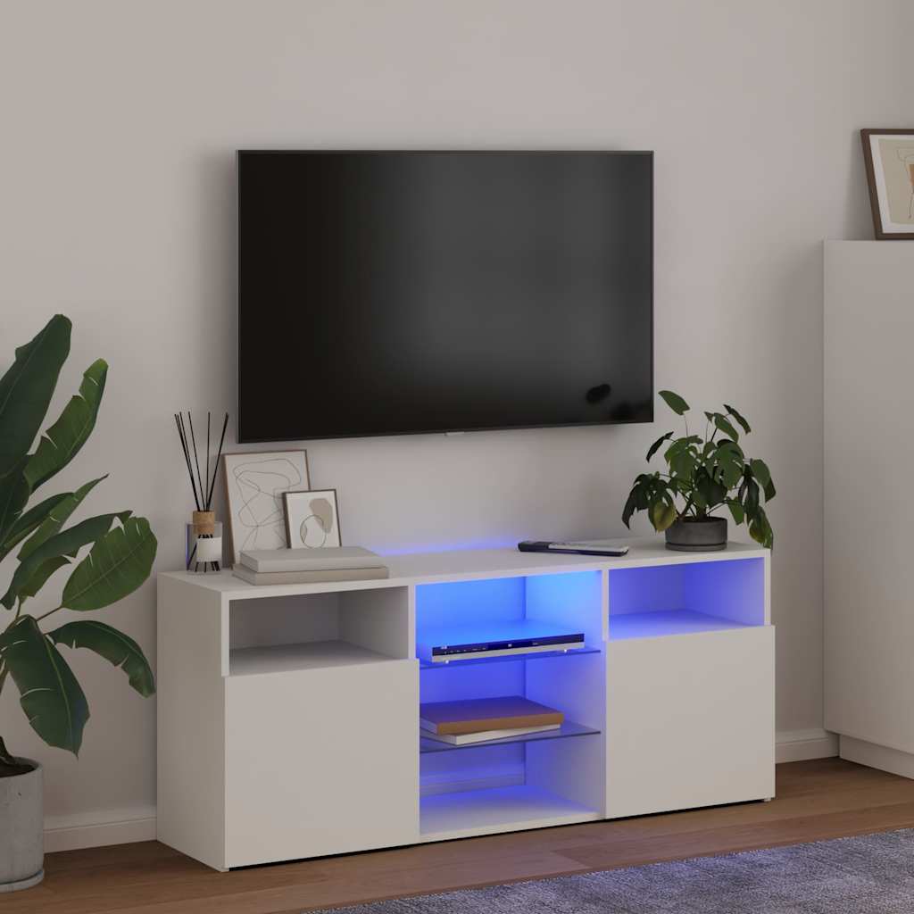 TV-Schrank mit LED-Leuchten Weiß 120x30x50 cm