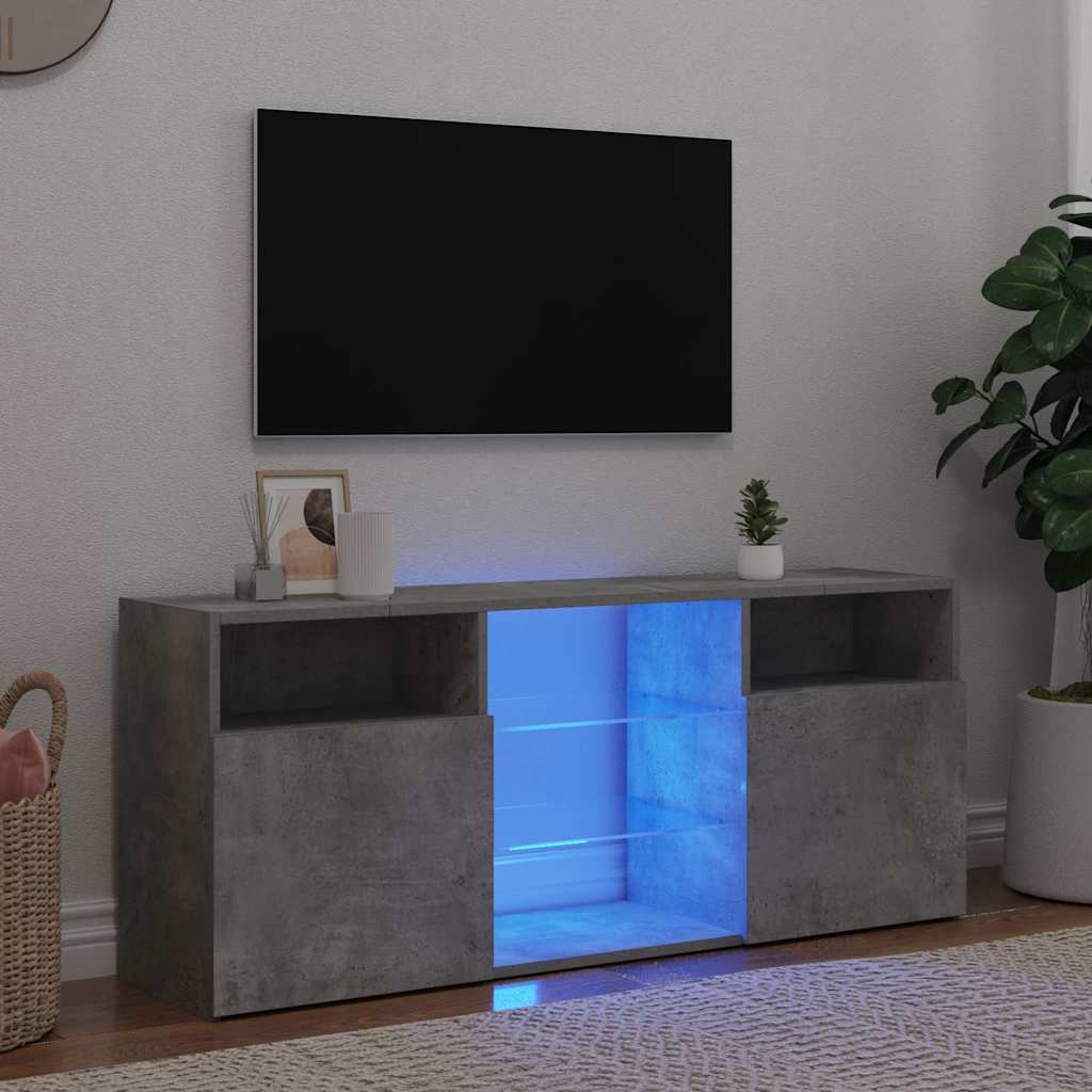TV-Schrank mit LED-Leuchten Betongrau 120x30x50 cm