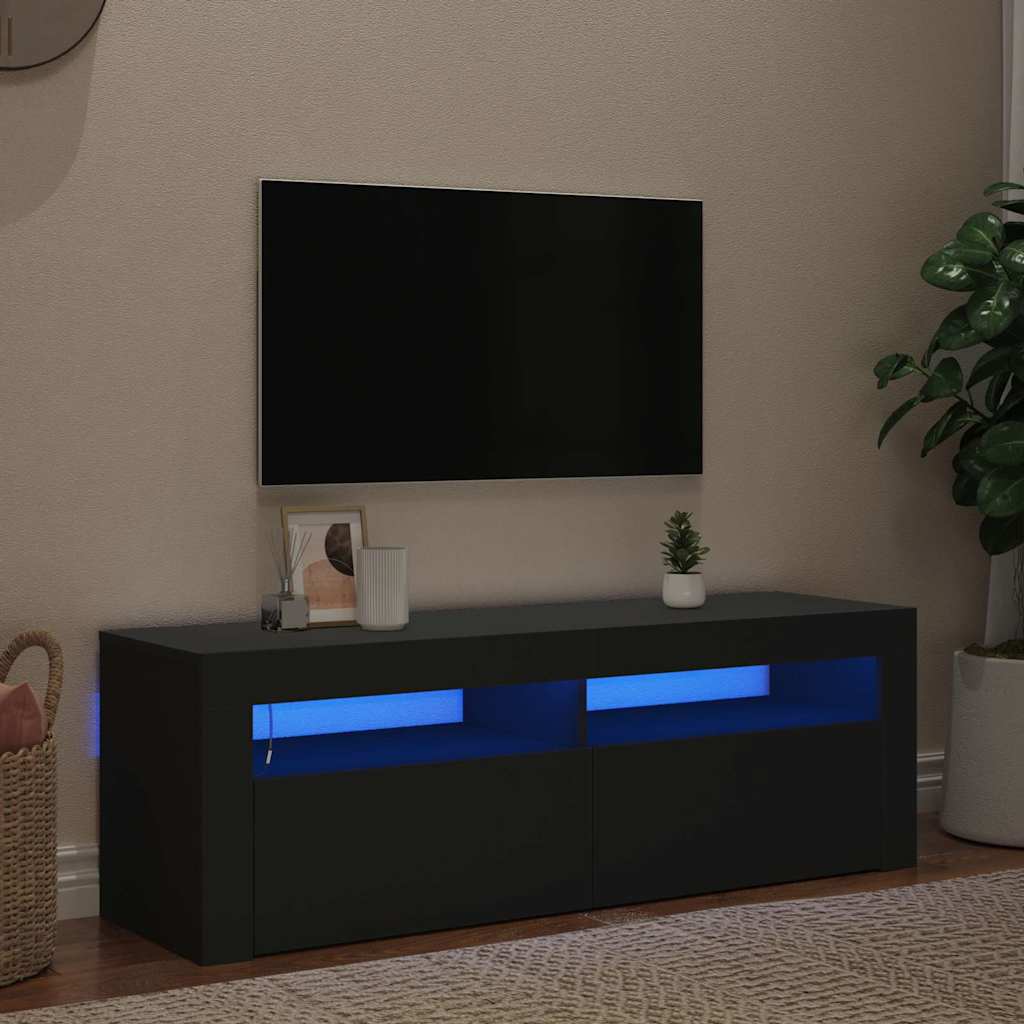 TV-Schrank mit LED-Leuchten Schwarz 120x35x40 cm