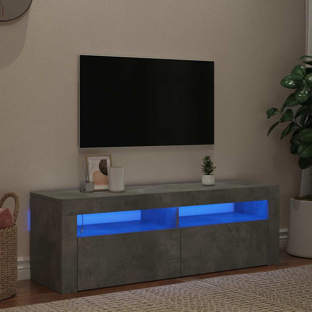 TV-Schrank mit LED-Beleuchtung Betongrau 120x35x40 cm