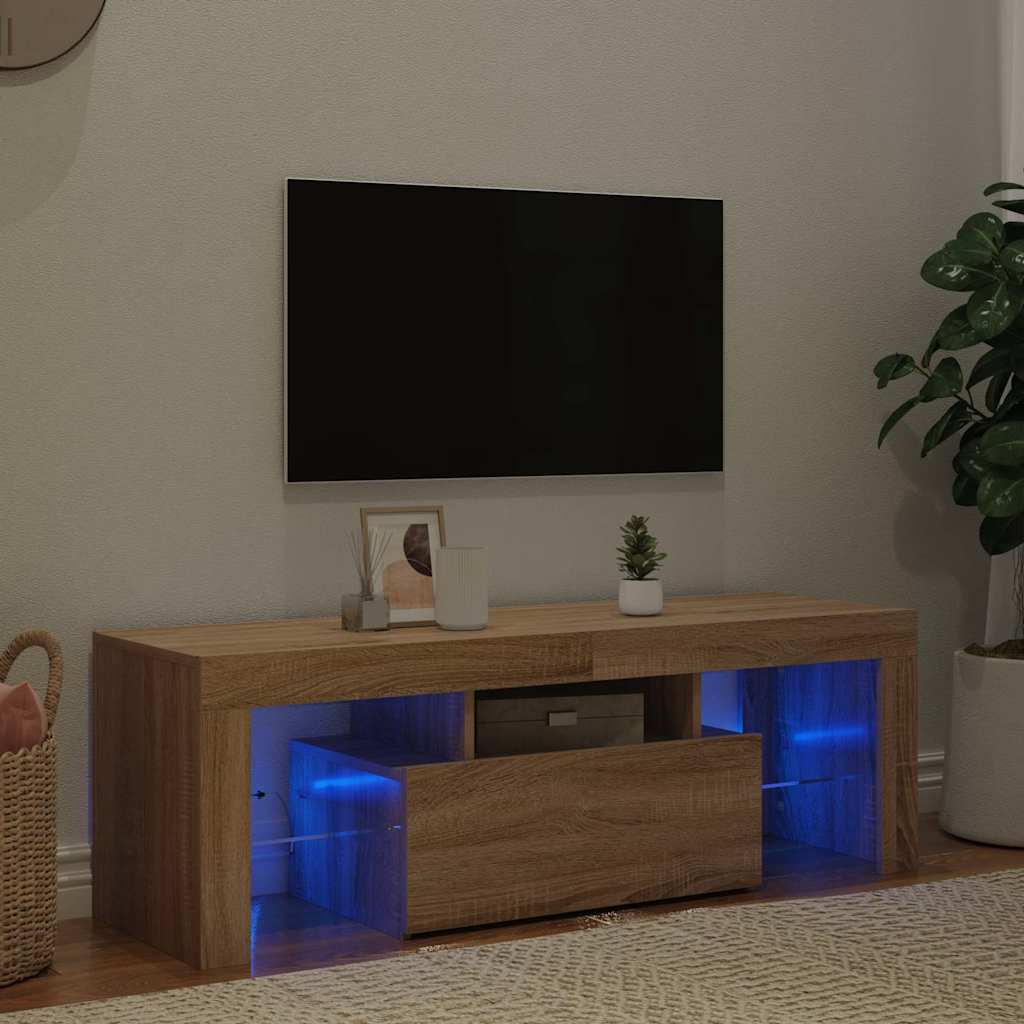 TV-Schrank mit LED-Leuchten Sonoma-Eiche 120x35x40 cm