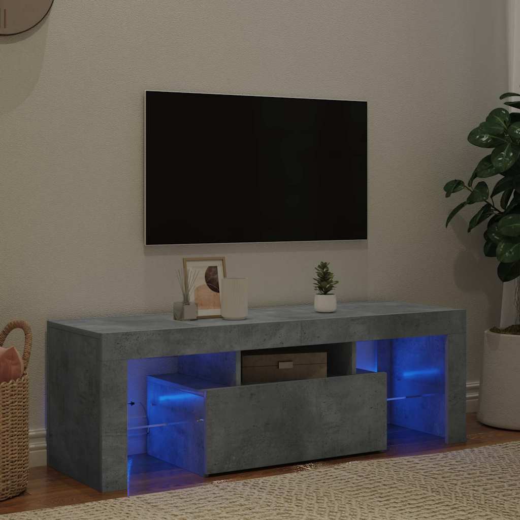 TV-Schrank mit LED-Beleuchtung Betongrau 120x35x40 cm