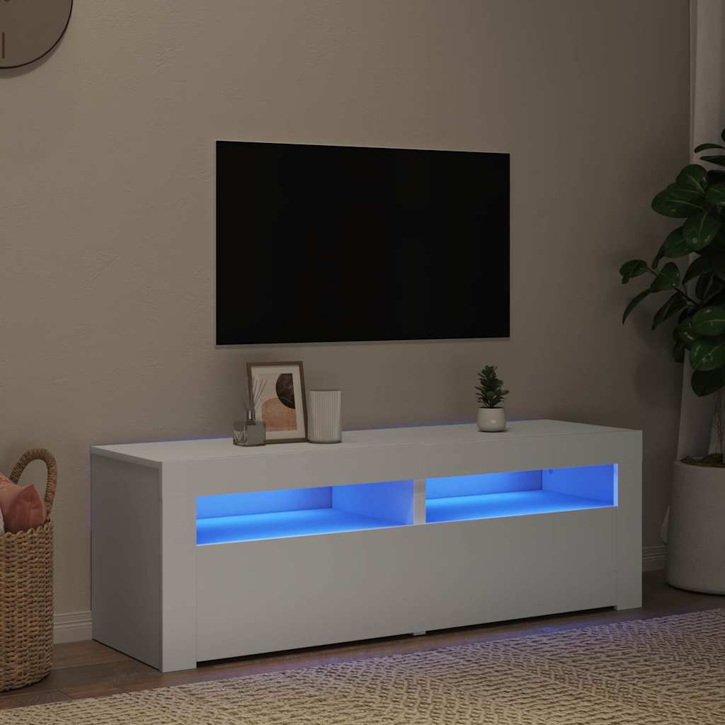 TV-Schrank mit LED-Leuchten Weiß 120x35x40 cm