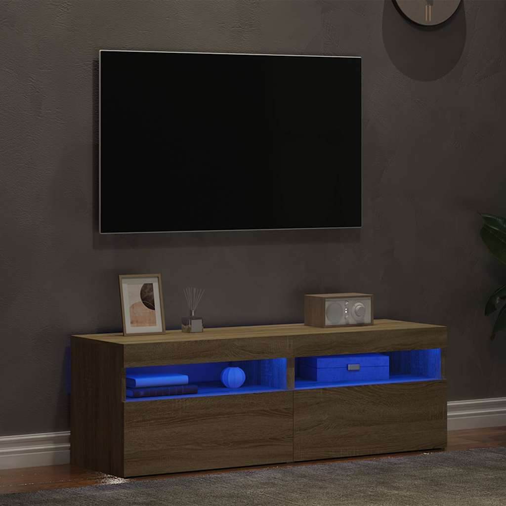 TV-Schränke LED-Leuchten 2 Stk. Sonoma-Eiche 60x35x40 cm