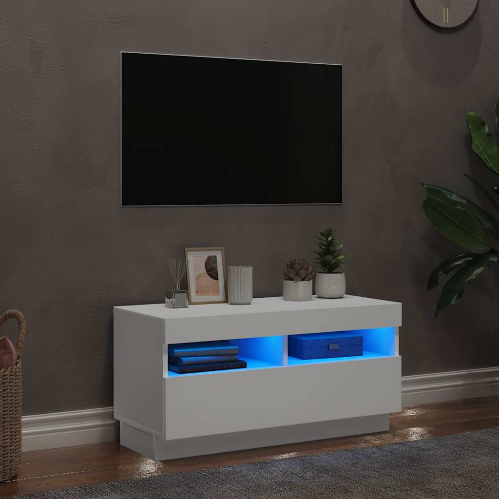 TV-Schrank mit LED-Leuchten Weiß 80x35x40 cm