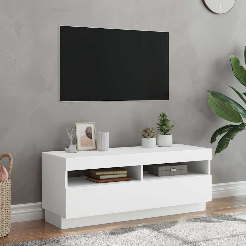 TV-Schrank mit LED-Leuchten Weiß 100x35x40 cm