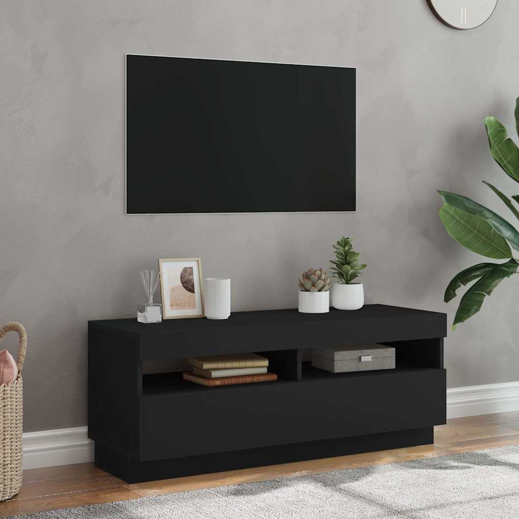 TV-Schrank mit LED-Leuchten Schwarz 100x35x40 cm