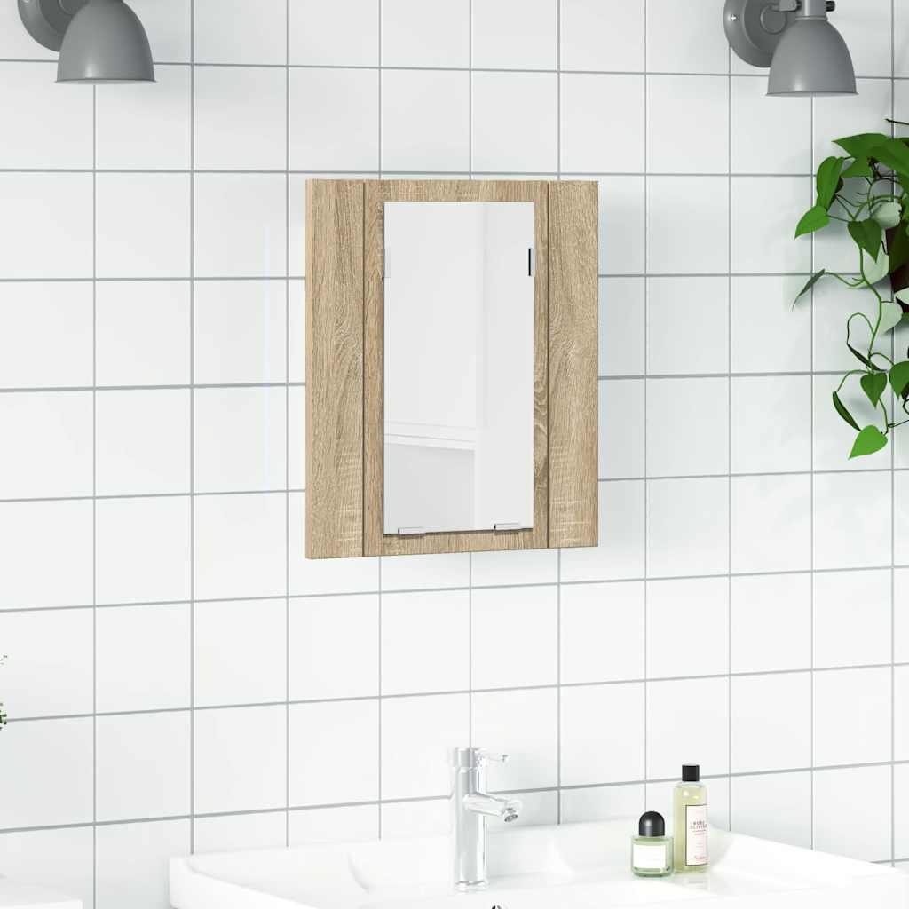 LED-Bad-Spiegelschrank Sonoma-Eiche 40x12x45 cm Acryl