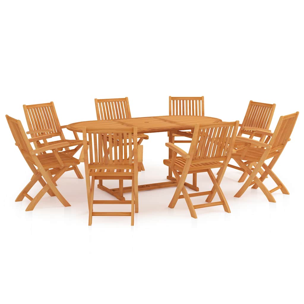 9-tlg. Garten-Essgruppe Massivholz Teak