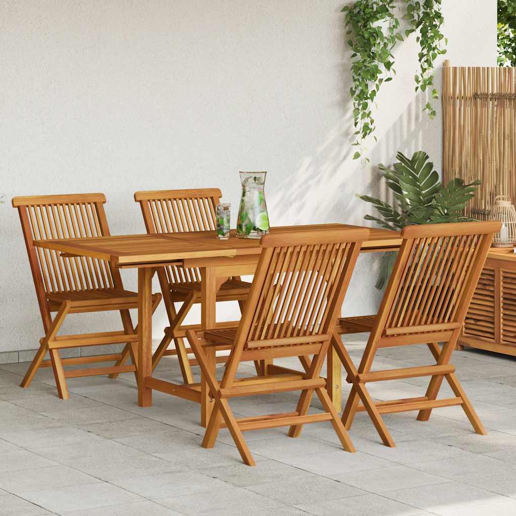 5-tlg. Garten-Essgruppe Massivholz Teak