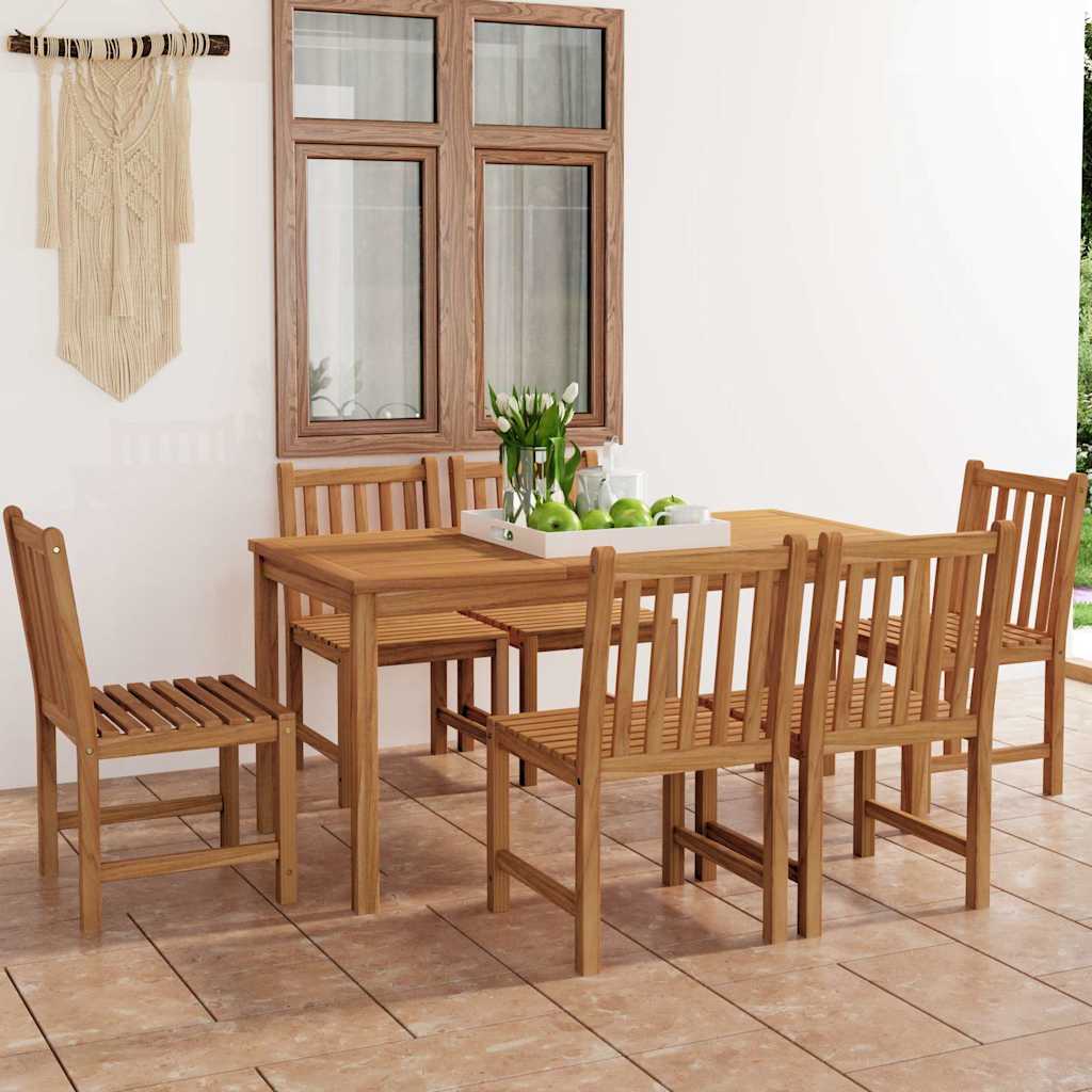 7-teiliges Garten-Ess-Set 160 x 80 cm Massivholz Teak