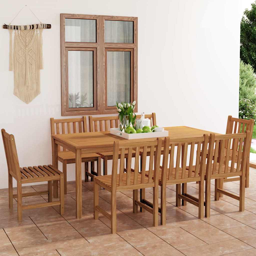 9-teiliges Garten-Ess-Set 180 x 90 cm Massivholz Teak