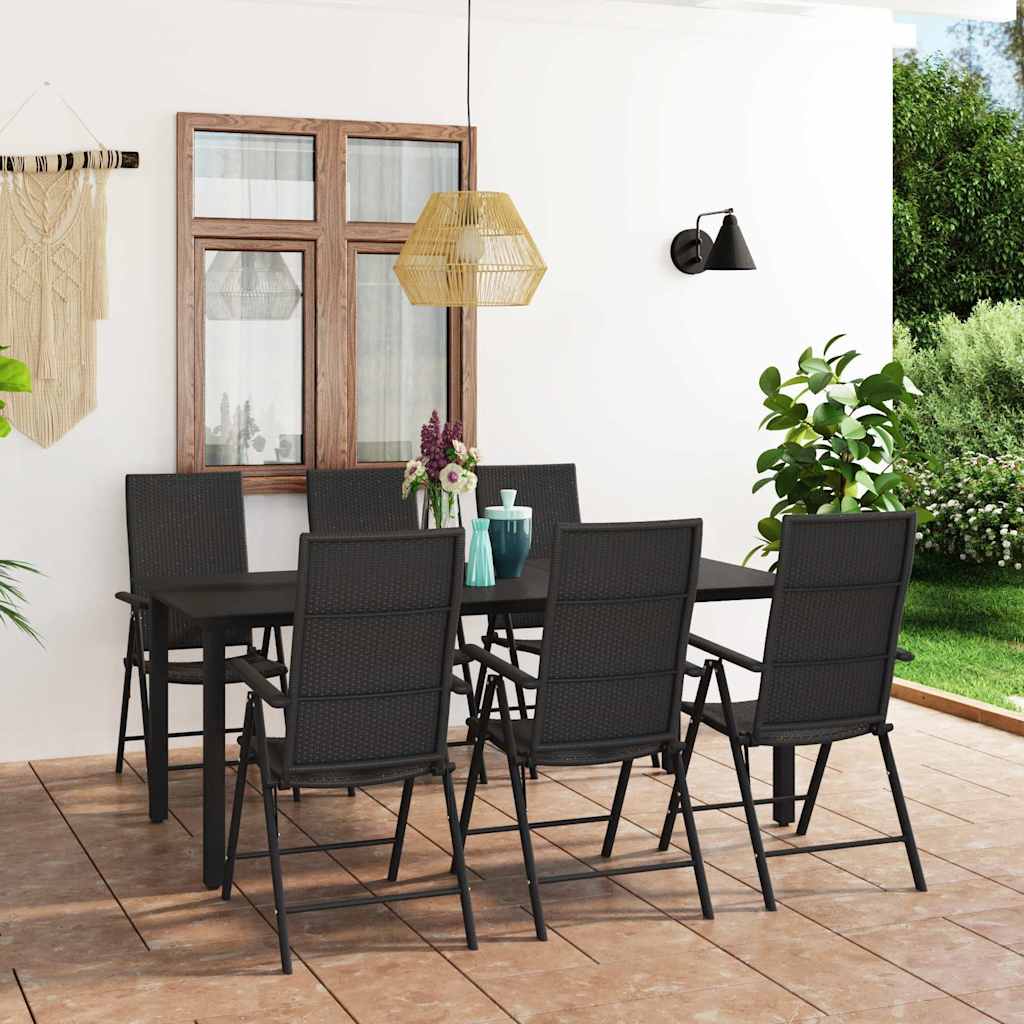 7-tlg. Garten-Essgruppe Schwarz