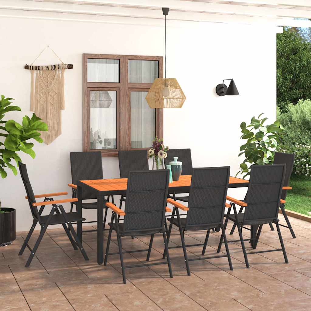 9-tlg. Garten-Essgruppe Schwarz und Braun
