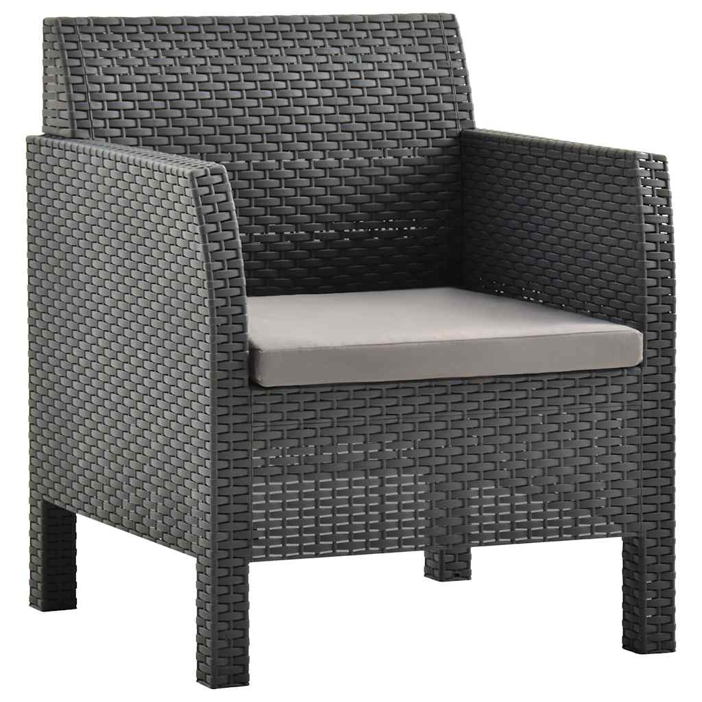 Gartenstuhl mit Kissen Anthrazit 63x65x76 cm PP Rattan