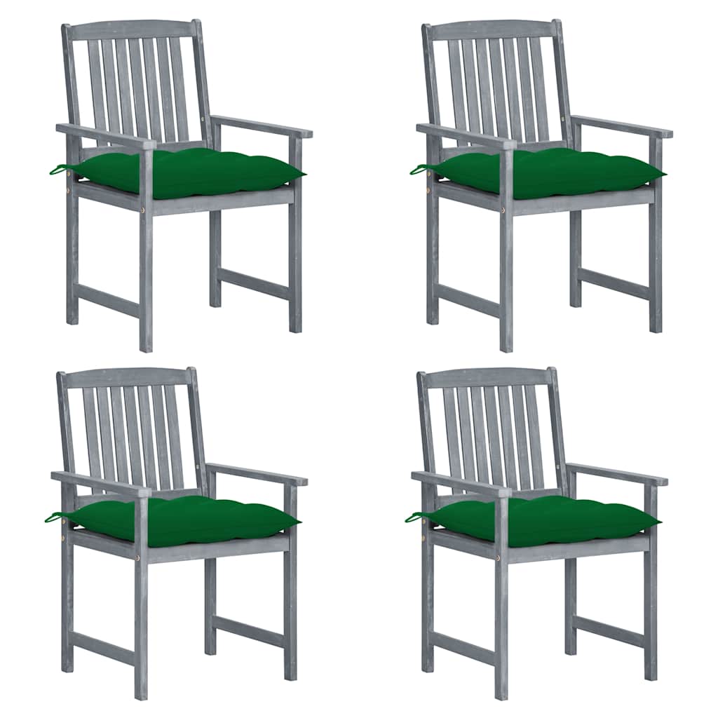 Gartenstühle mit Kissen 4 Stk. Grau Massivholz Akazie