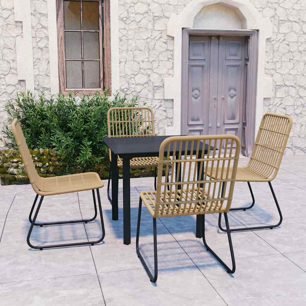 5-tlg. Garten-Essgruppe Poly Rattan und Glas
