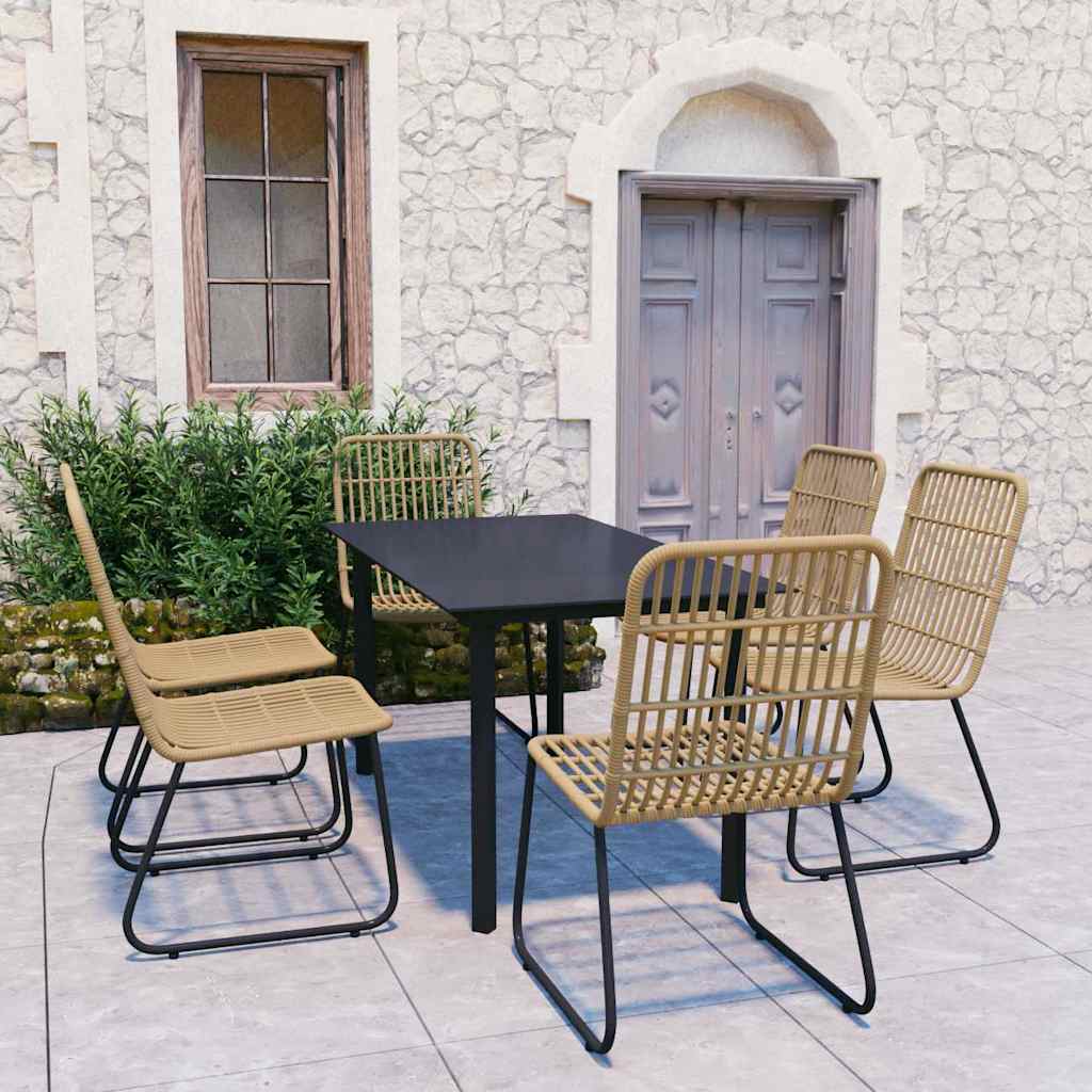 7-tlg. Garten-Essgruppe Poly Rattan und Glas