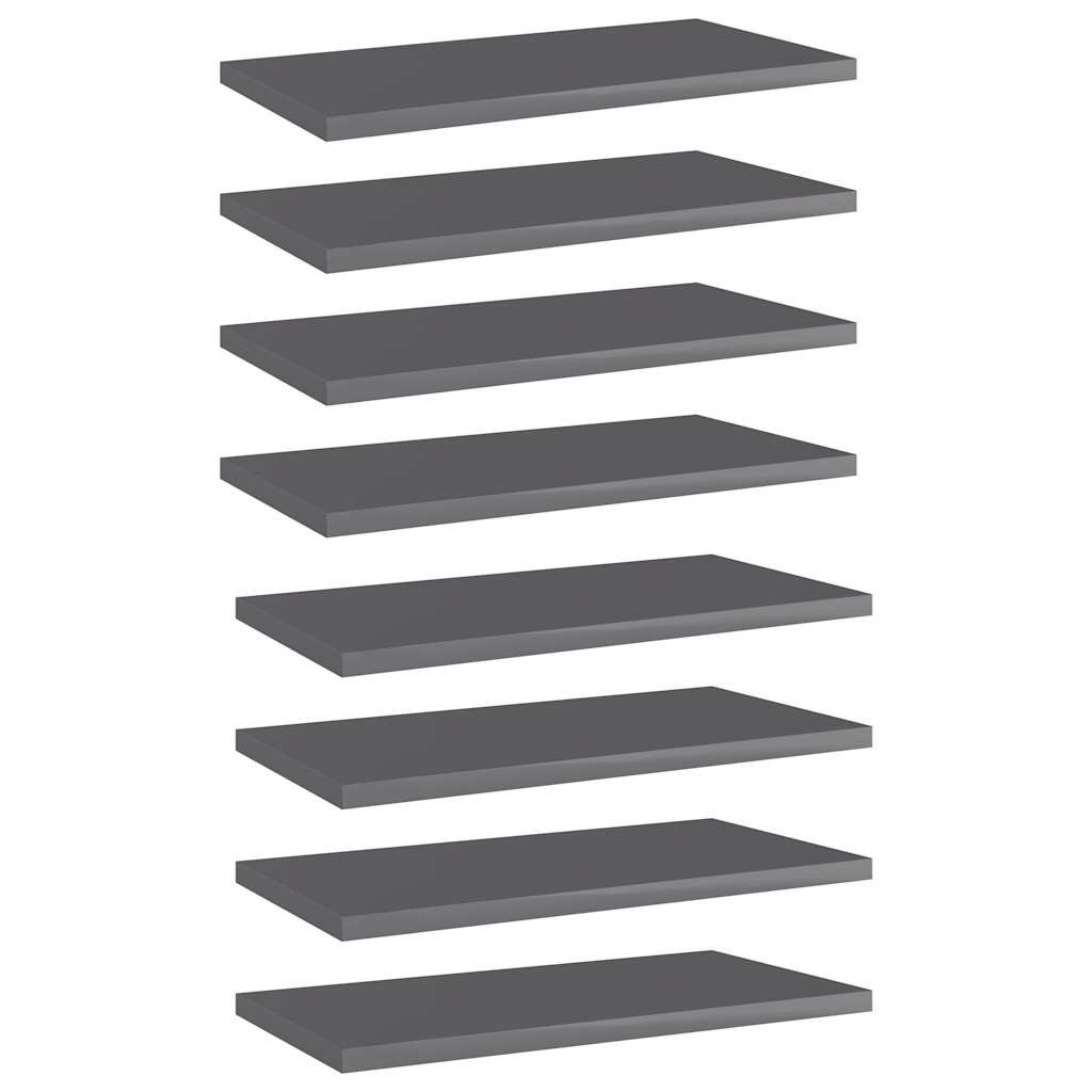 Bücherregal-Bretter 8 Stk. Hochglanz-Grau 40x20x1,5 cm
