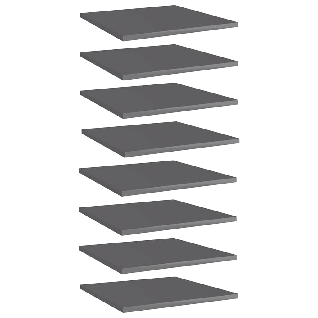 Bücherregal-Bretter 8 Stk. Hochglanz-Grau 40x40x1,5 cm