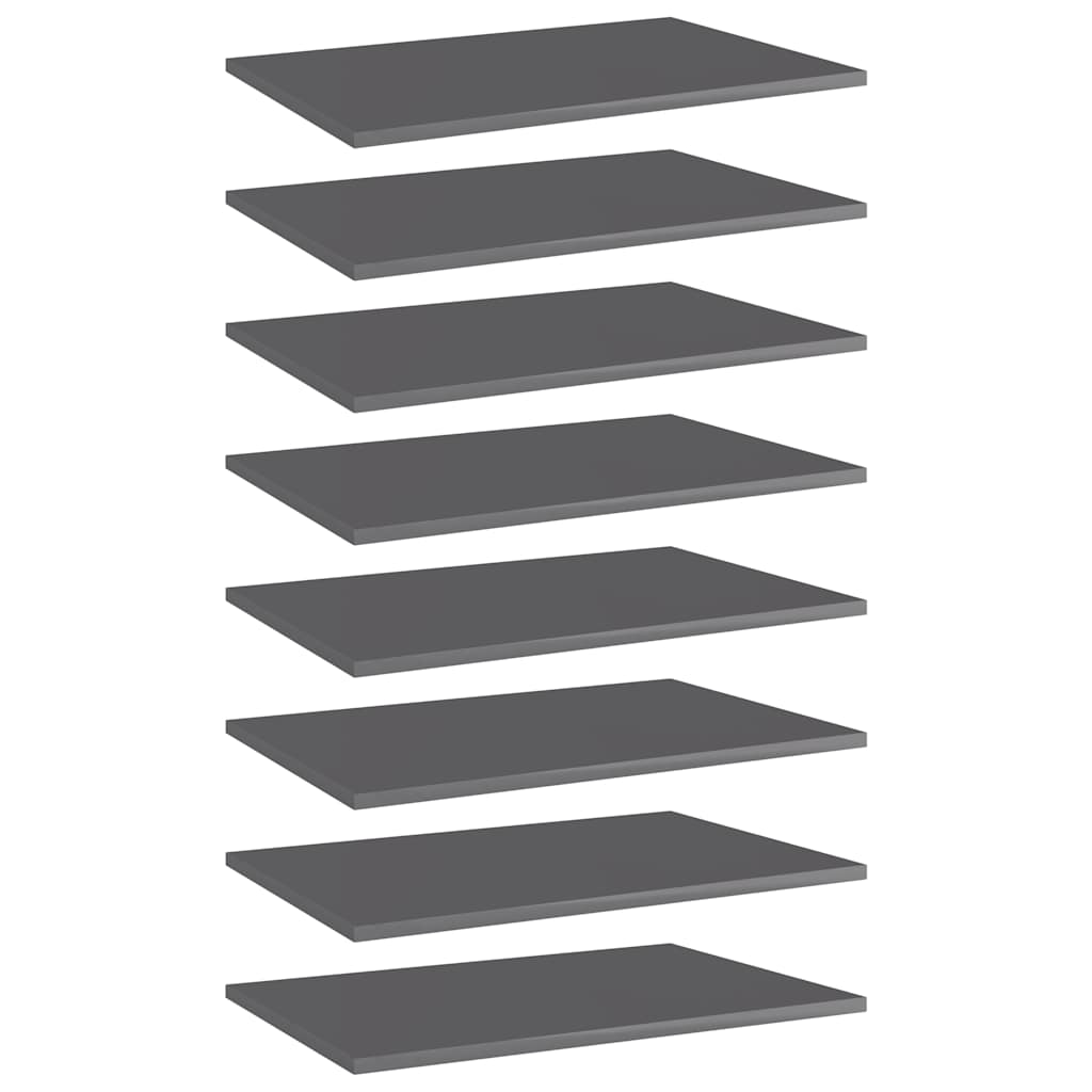 Bücherregal-Bretter 8 Stk. Hochglanz-Grau 60x40x1,5 cm
