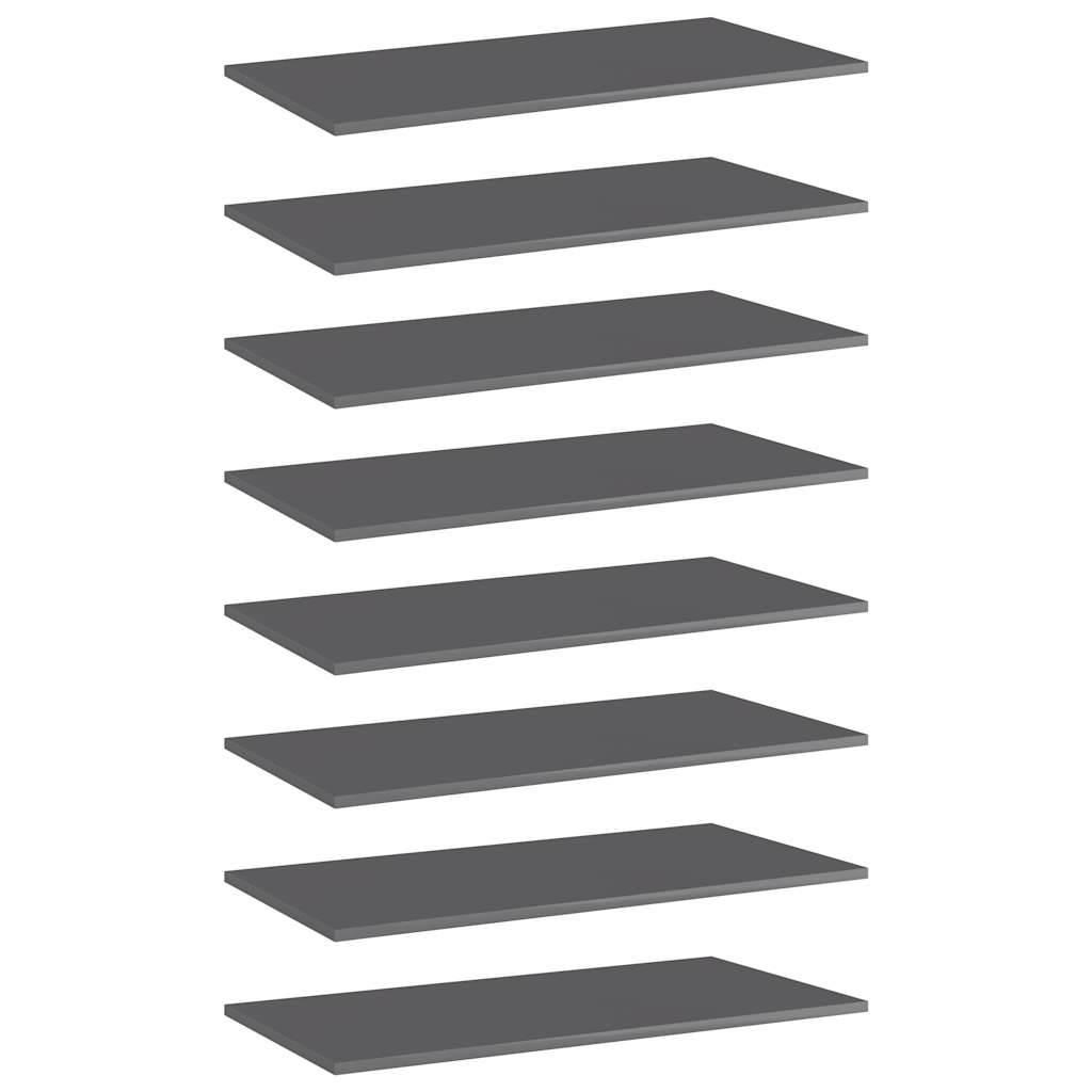 Bücherregal-Bretter 8 Stk. Hochglanz-Grau 80x40x1,5 cm