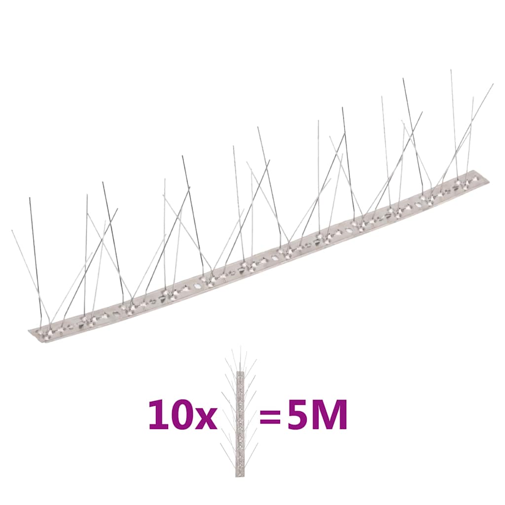10-tlg. Taubenabwehr Spikes-Set Edelstahl 5 m 5-reihig