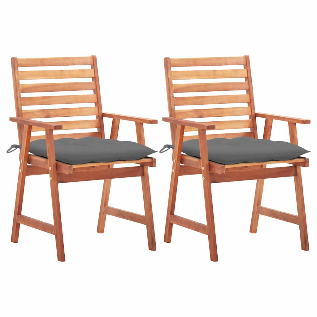 Garten-Essstühle 2 Stk. mit Kissen Massivholz Akazie