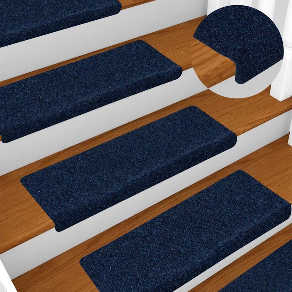 Stufenmatten Selbstklebend 15 Stk. 65x21x4 cm Marineblau Rechteckiger Rand