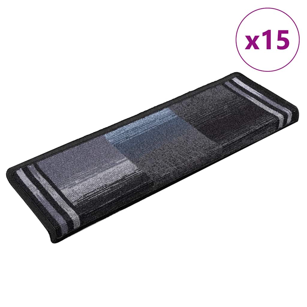 Treppenmatten Selbstklebend 15 Stk. 65x21x4 cm Schwarz und Grau