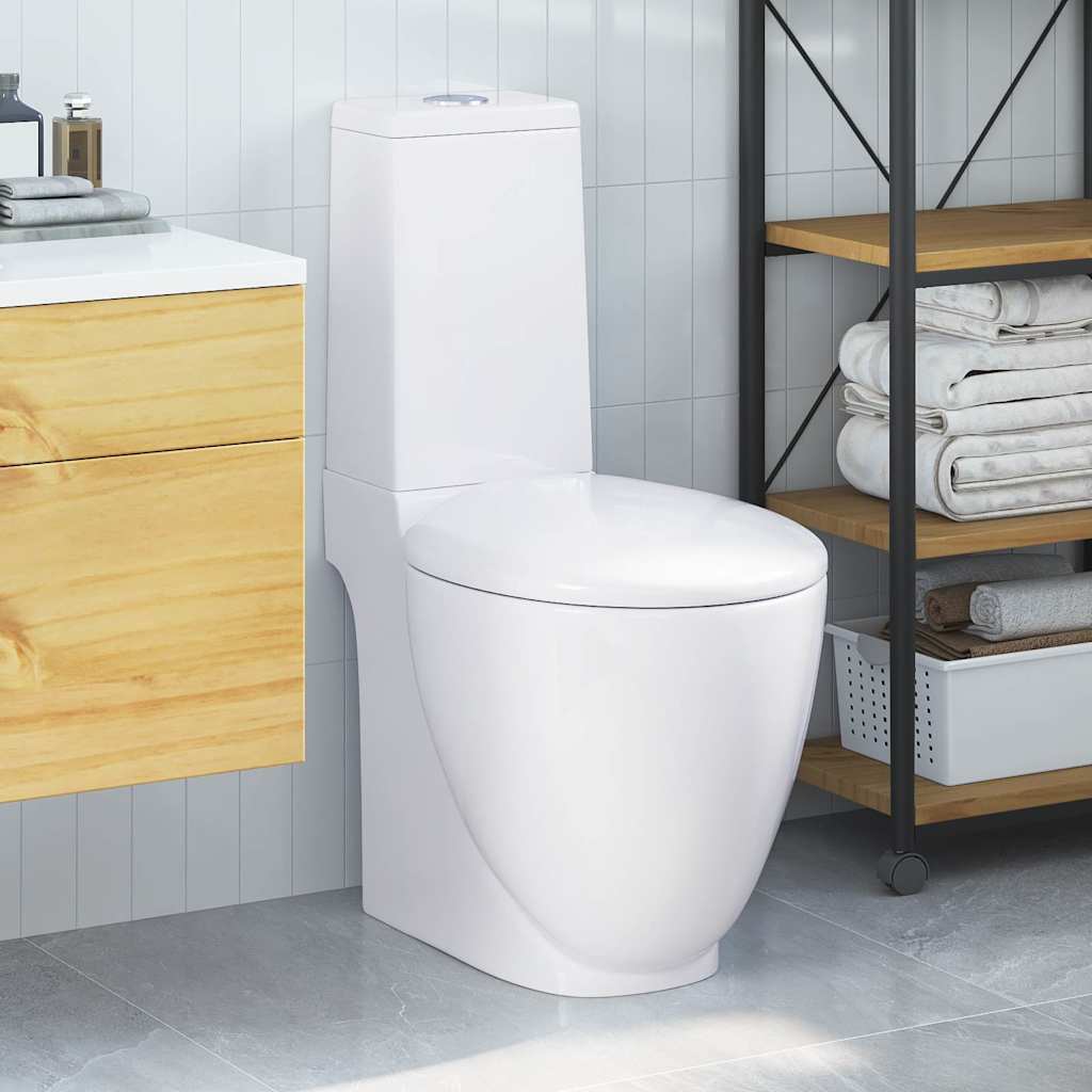 WC Keramik-Toilette Badezimmer Rund Senkrechter Abgang Weiß