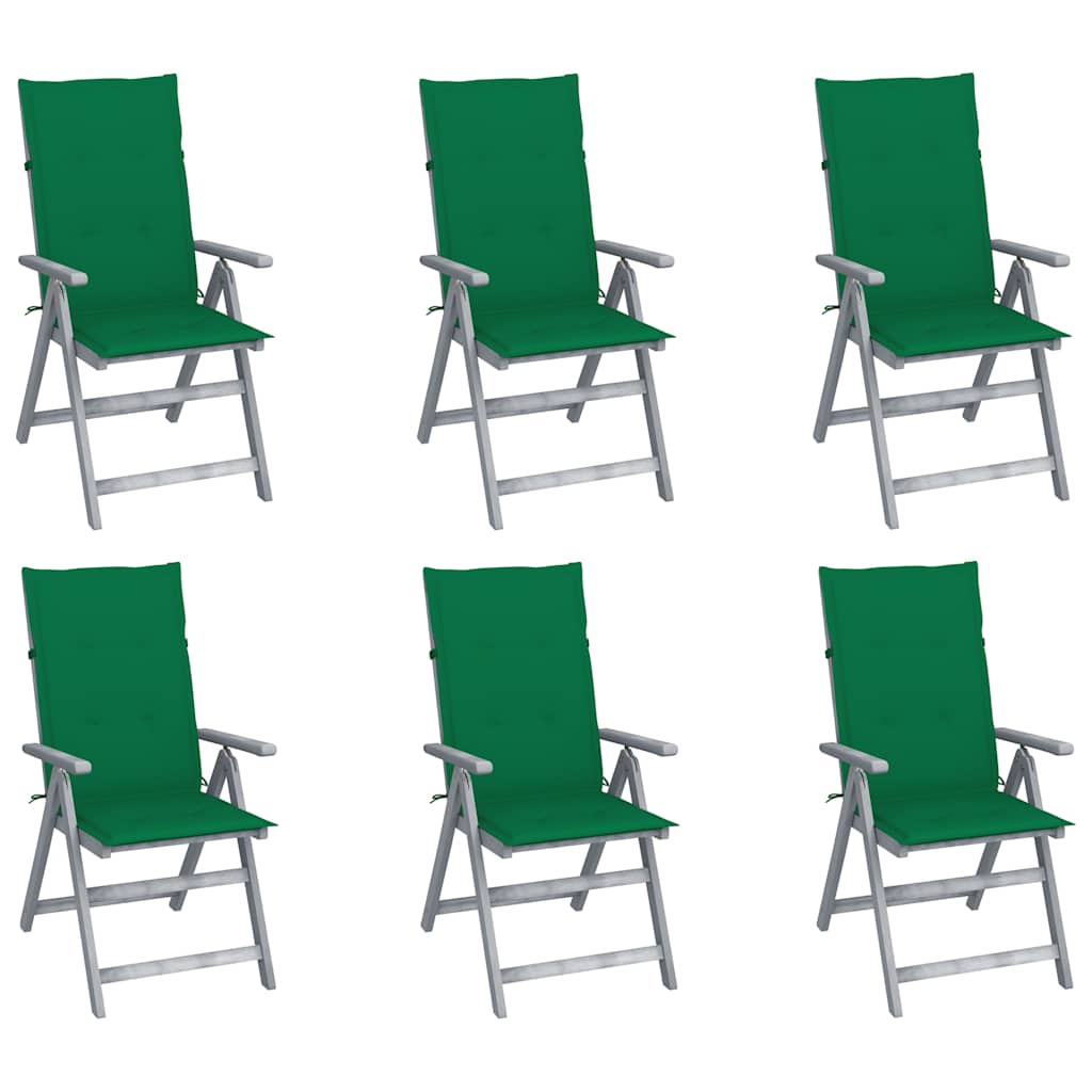 Hochlehner Verstellbar 6 Stk. mit Auflagen Massivholz Akazie