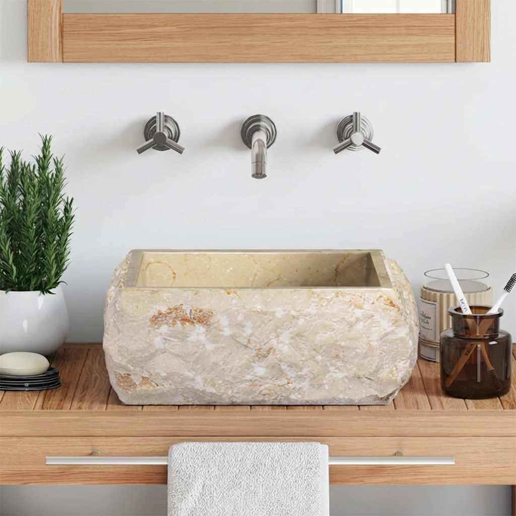 Waschbecken Creme 30x30x13 cm Marmor