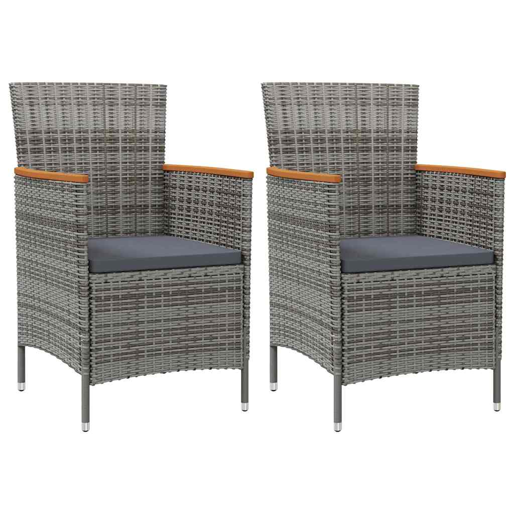 Garten-Essstühle 2 Stk. Poly Rattan Grau
